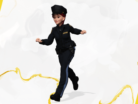 Stylized Female Police Officer Rigged woman cop Policewoman Modèle 3D