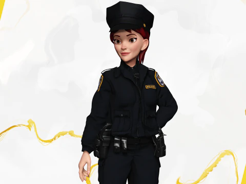 Ufficiale di polizia femminile stilizzato Poliziotto donna truccata Poliziotta Modello 3D