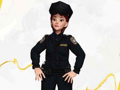 Stylized Female Police Officer Rigged woman cop Policewoman Modèle 3D