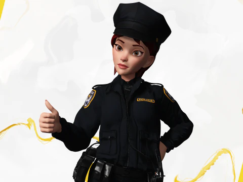 Ufficiale di polizia femminile stilizzato Poliziotto donna truccata Poliziotta Modello 3D