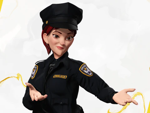 Ufficiale di polizia femminile stilizzato Poliziotto donna truccata Poliziotta Modello 3D