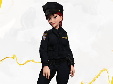 Stylized Female Police Officer Rigged woman cop Policewoman Modèle 3D