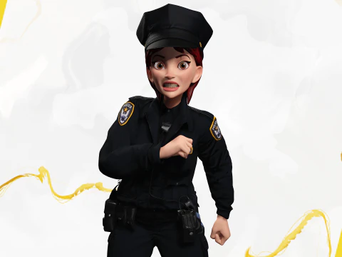 Ufficiale di polizia femminile stilizzato Poliziotto donna truccata Poliziotta Modello 3D