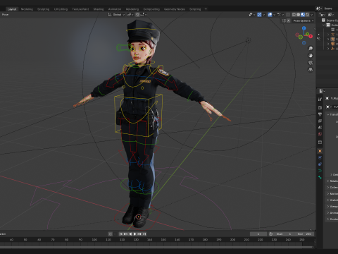 Stylized Female Police Officer Rigged woman cop Policewoman Modèle 3D