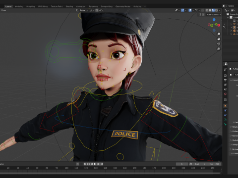 Stylized Female Police Officer Rigged woman cop Policewoman Modèle 3D