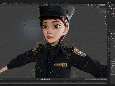 Ufficiale di polizia femminile stilizzato Poliziotto donna truccata Poliziotta Modello 3D