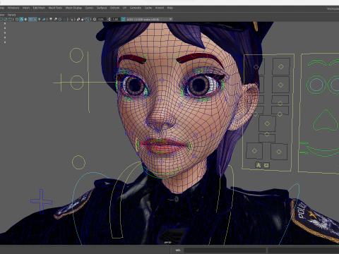Ufficiale di polizia femminile stilizzato Poliziotto donna truccata Poliziotta Modello 3D