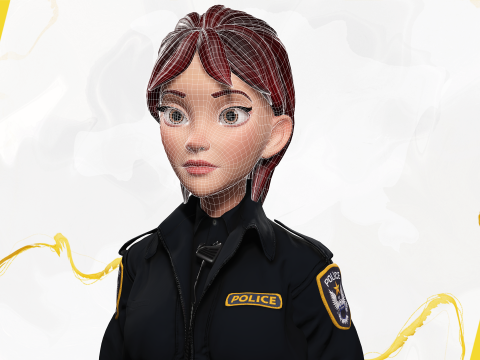 Stylized Female Police Officer Rigged woman cop Policewoman Modèle 3D