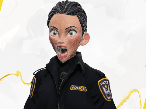 Toon Police Woman 3D Character Female Law Enforcement Office Modello 3D