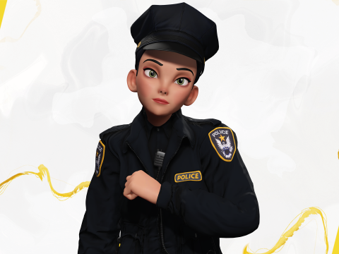 Toon Police Woman 3D Character Female Law Enforcement Office Modello 3D