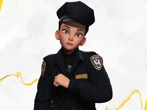 Toon Police Woman Personaggio 3D Ufficio delle forze dell'ordine femminile Modello 3D