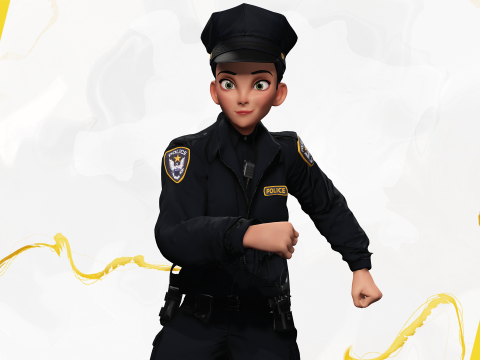 Toon Police Woman 3D Character Female Law Enforcement Office Modello 3D
