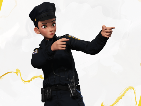 Toon Police Woman 3D Character Female Law Enforcement Office Modello 3D