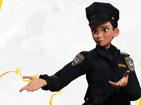 Toon Police Woman 3D Character Female Law Enforcement Office Modello 3D