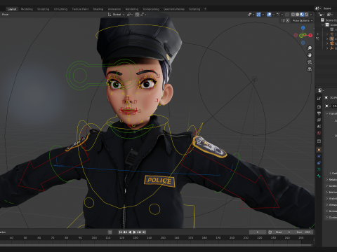Toon Police Woman 3D Character Female Law Enforcement Office Modello 3D