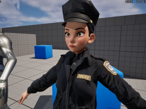 Toon Police Woman 3D Character Female Law Enforcement Office Modello 3D