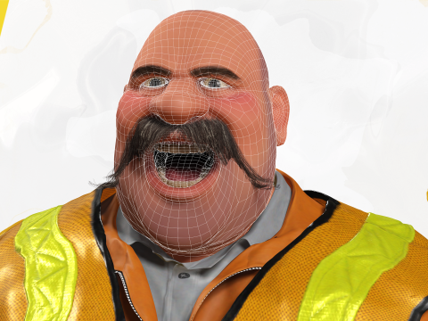 Stylized Cartoon Construction Worker Rigged Foreman Builder 3D Модель