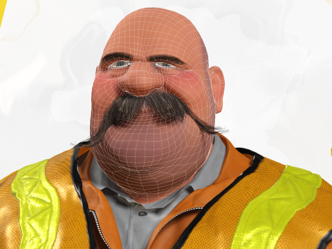 Stylized Cartoon Construction Worker Rigged Foreman Builder 3D Модель