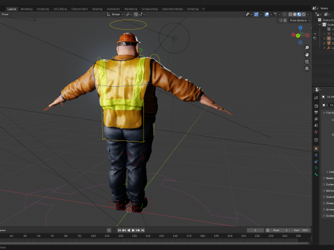 Stylized Cartoon Construction Worker Rigged Foreman Builder 3D Модель