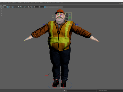 Stylized Cartoon Construction Worker Rigged Foreman Builder 3D Модель