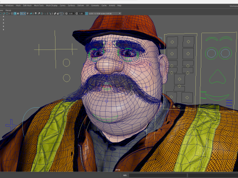 Stylized Cartoon Construction Worker Rigged Foreman Builder 3D Модель