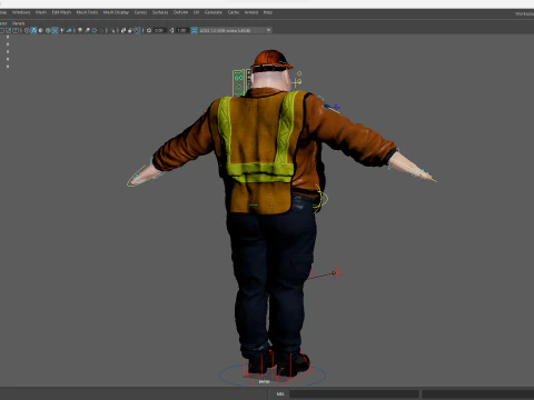 Stylized Cartoon Construction Worker Rigged Foreman Builder 3D Model