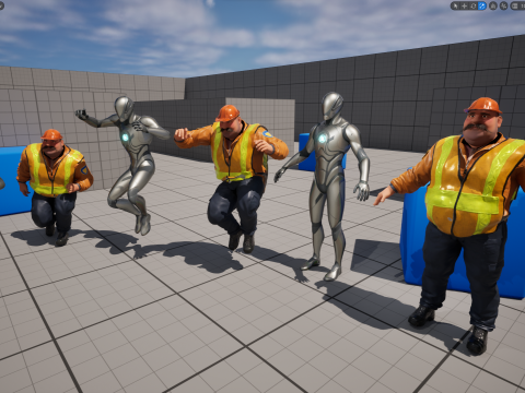 Stylized Cartoon Construction Worker Rigged Foreman Builder 3D Модель