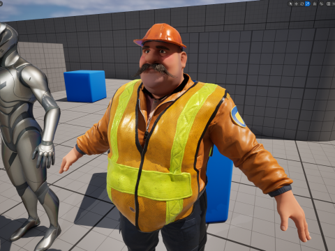 Stylized Cartoon Construction Worker Rigged Foreman Builder 3D Модель