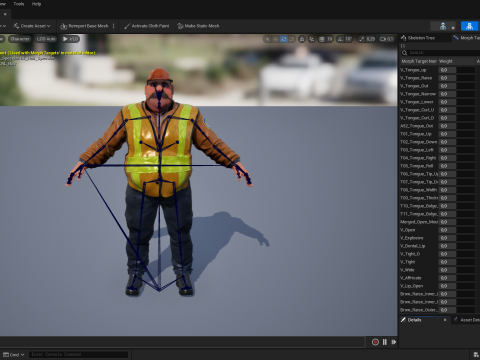 Stylized Cartoon Construction Worker Rigged Foreman Builder 3D Модель