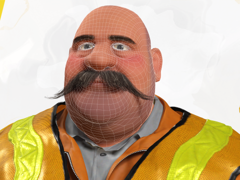 Stylized Cartoon Construction Worker Rigged Foreman Builder 3D Модель