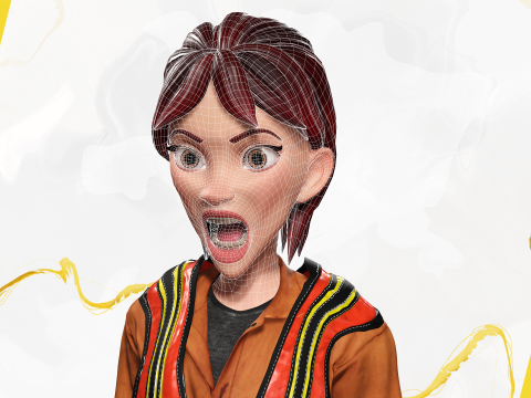 Stylized Female Construction Worker Rigged Builder in Safety 3D Model