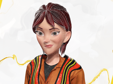 Stylized Female Construction Worker Rigged Builder in Safety 3D Model