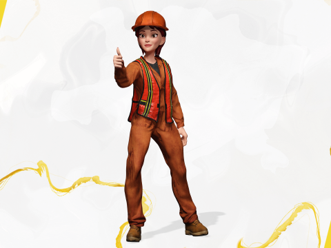 Stylized Female Construction Worker Rigged Builder in Safety 3D Model