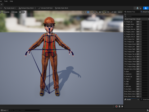 Stylized Female Construction Worker Rigged Builder in Safety 3D Model