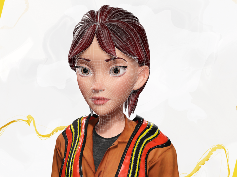 Stylized Female Construction Worker Rigged Builder in Safety 3D Model