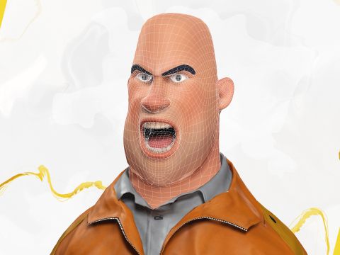 Cartoon Construction Worker in Jacket with Hard Hat 3D Model