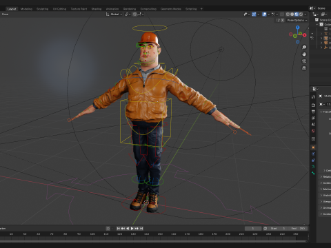 Cartoon Construction Worker in Jacket with Hard Hat 3D Model