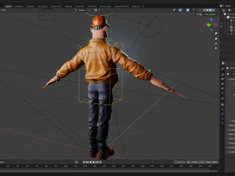 Cartoon Construction Worker in Jacket with Hard Hat 3D Model