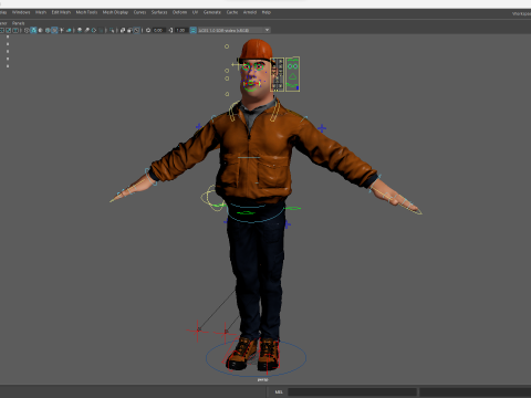 Cartoon Construction Worker in Jacket with Hard Hat 3D Model