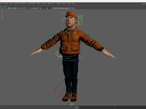 Cartoon Construction Worker in Jacket with Hard Hat 3D Model