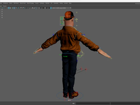 Cartoon Construction Worker in Jacket with Hard Hat 3D Model