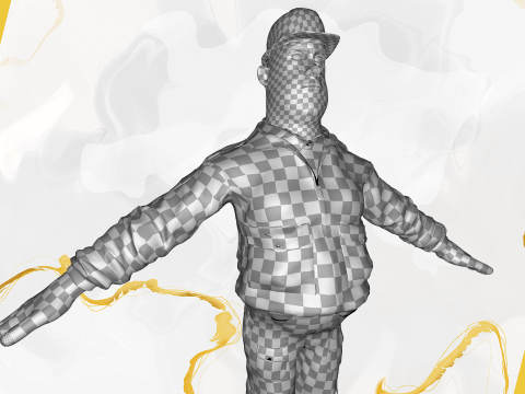Cartoon Construction Worker in Jacket with Hard Hat 3D Model