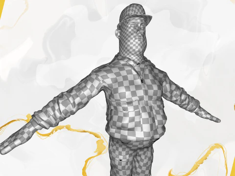 Cartoon Construction Worker in Jacket with Hard Hat 3D Model