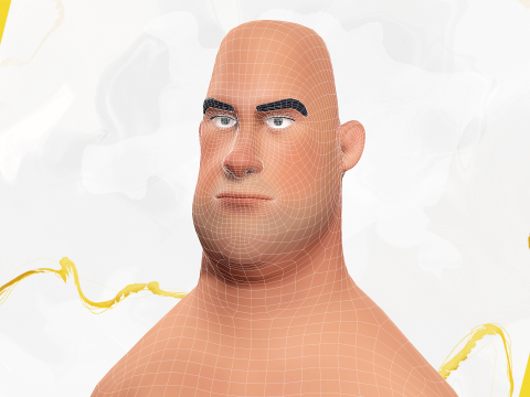 Cartoon Construction Worker in Jacket with Hard Hat 3D Model