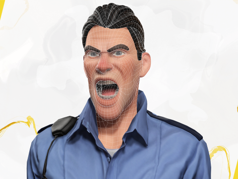 Stylized Cartoon Police Officer Policeman Rigged Modèle 3D