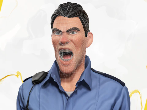 Stylized Cartoon Police Officer Policeman Rigged 3D Model