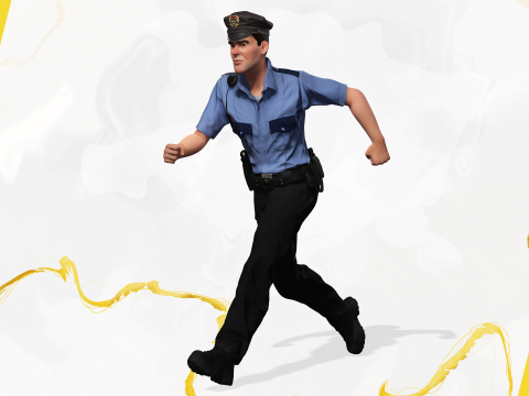 Stylized Cartoon Police Officer Policeman Rigged Modèle 3D