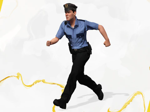 Stylized Cartoon Police Officer Policeman Rigged 3D Model