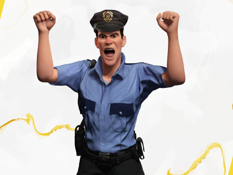Stylized Cartoon Police Officer Policeman Rigged 3D Model