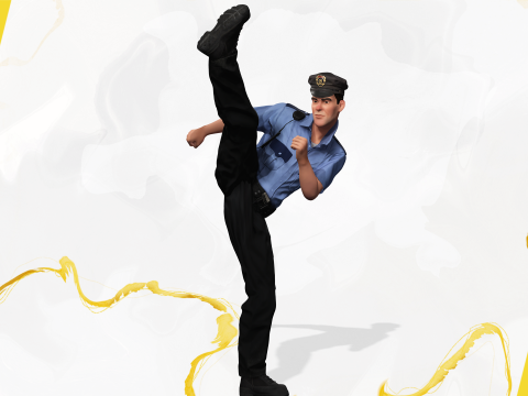 Stylized Cartoon Police Officer Policeman Rigged Modèle 3D